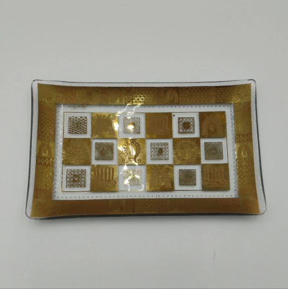 Georges Briard Other - Georges Briard Vintage Glass Tray Dish Gold & Clear Signed